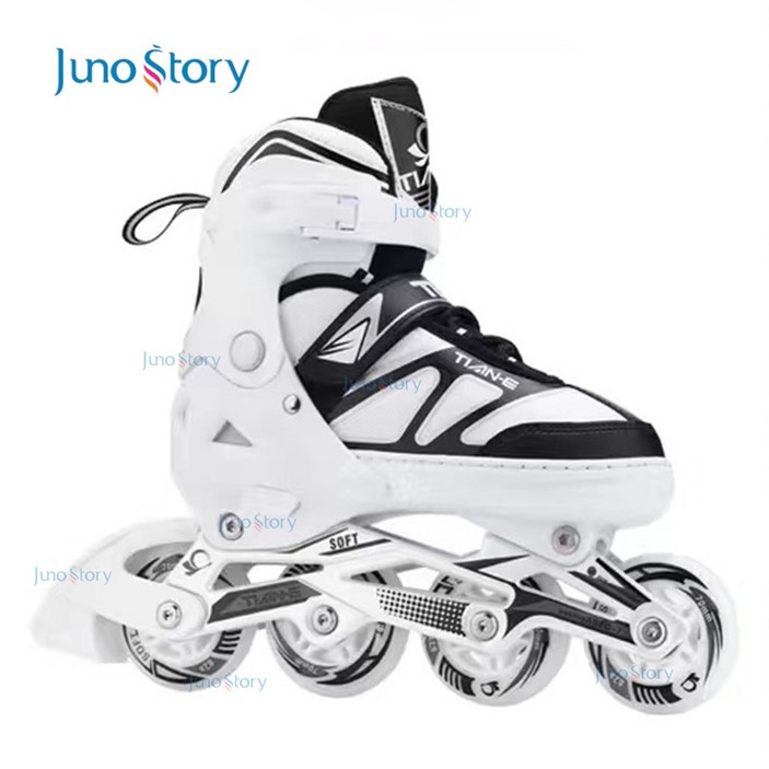 Juno Story 아동용 펭귄 인라인 스케이트 사이즈조절 인라인스케이트, 색 흰색