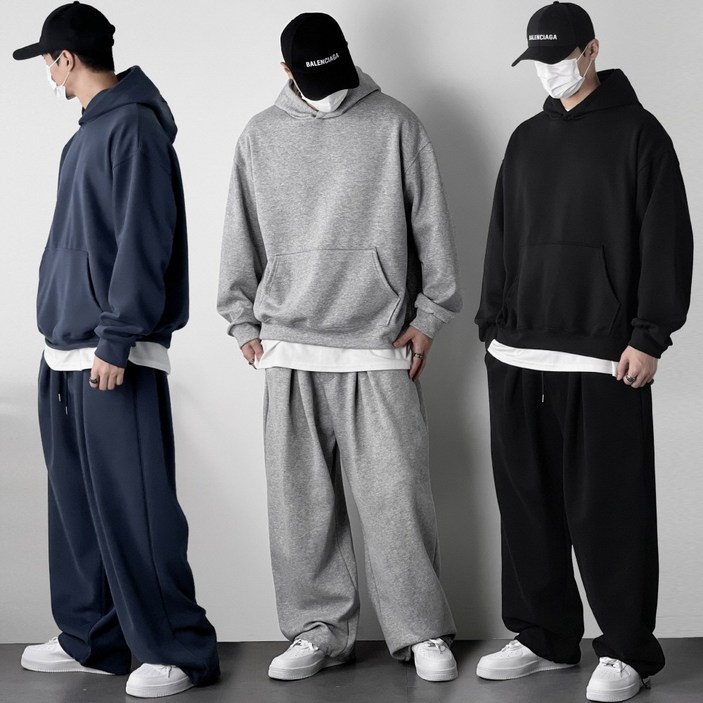 오프앤 탄탄 남자 오버핏 후드 트레이닝복 츄리닝 세트