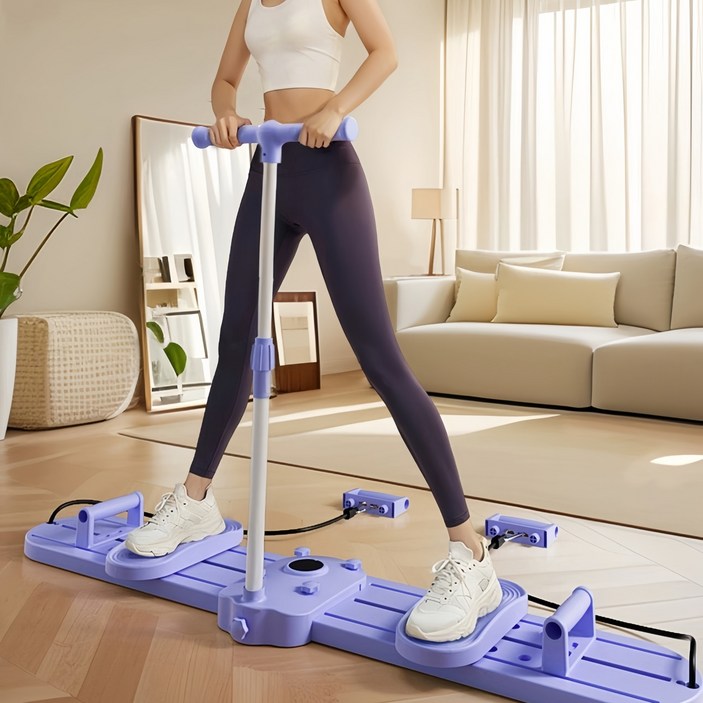 MeFun 스키 머신 홈트 기구 접이식 분리형 레그머신 슬라이드 하체 허박지 운동기구 손잡이+탄력 밴드+조절식 푸시업세트 포함, 퍼풀(세트)