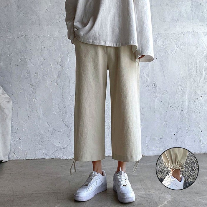 밑단 조절끈 와이드 조거 투웨이 남성 팬츠 바지