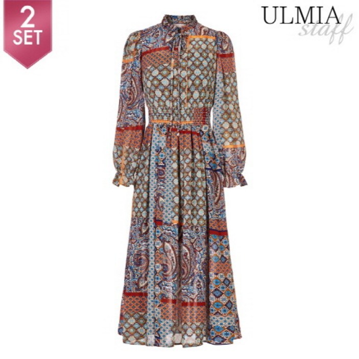 율미아스탭 율미아스탭 프릴넥에스닉원피스슬립세트S2F1OP3091