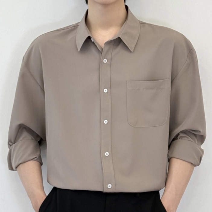 데이로아 남자 빅사이즈 오버핏 남방 링클프리 캐주얼 긴팔셔츠