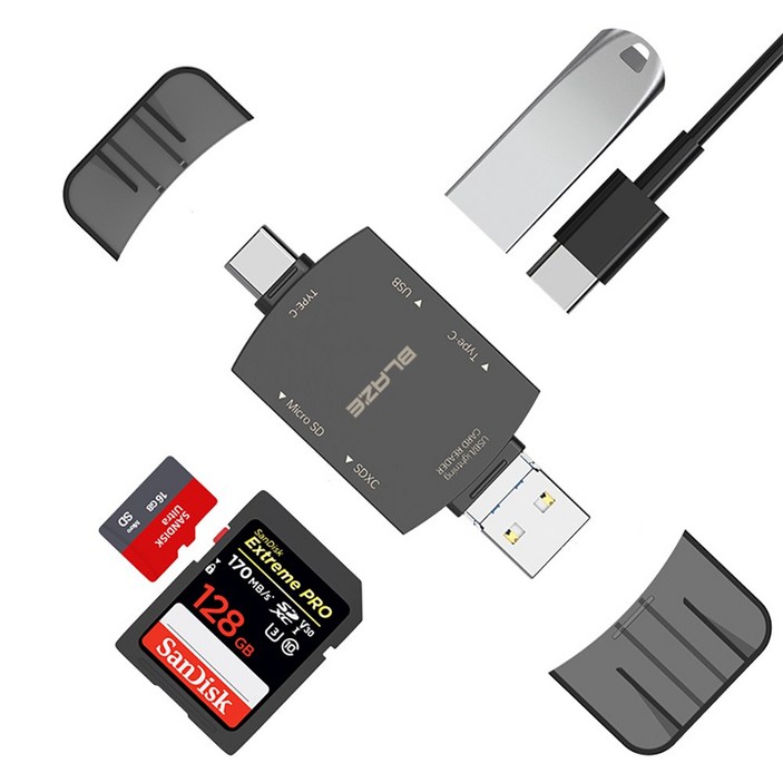 블레이즈 7in1 마이크로 sd카드 리더기 멀티 C타입 블랙박스 OTG 아이폰 USB3.2 GEN1