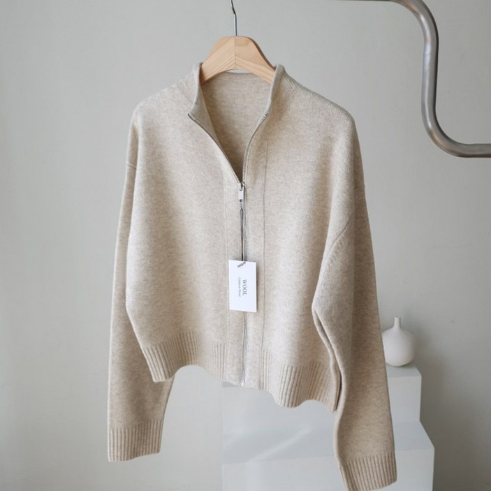 고급원사 울 캐시미어 니트 집업 가디건 아우터 3컬러