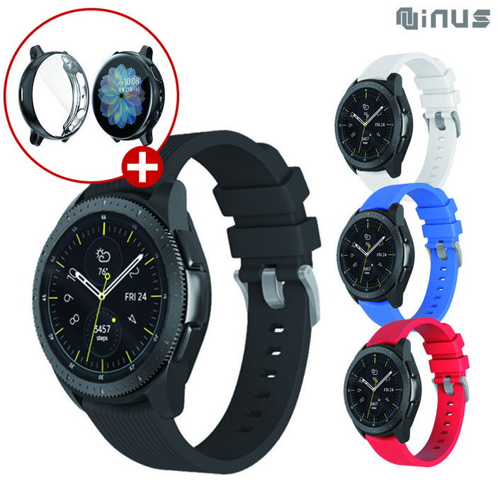 이스카이 (+풀커버 케이스) 갤럭시 액티브2 40mm 44mm 실리콘 시계줄 스트랩 운동용 우레탄 (20mm 호환)