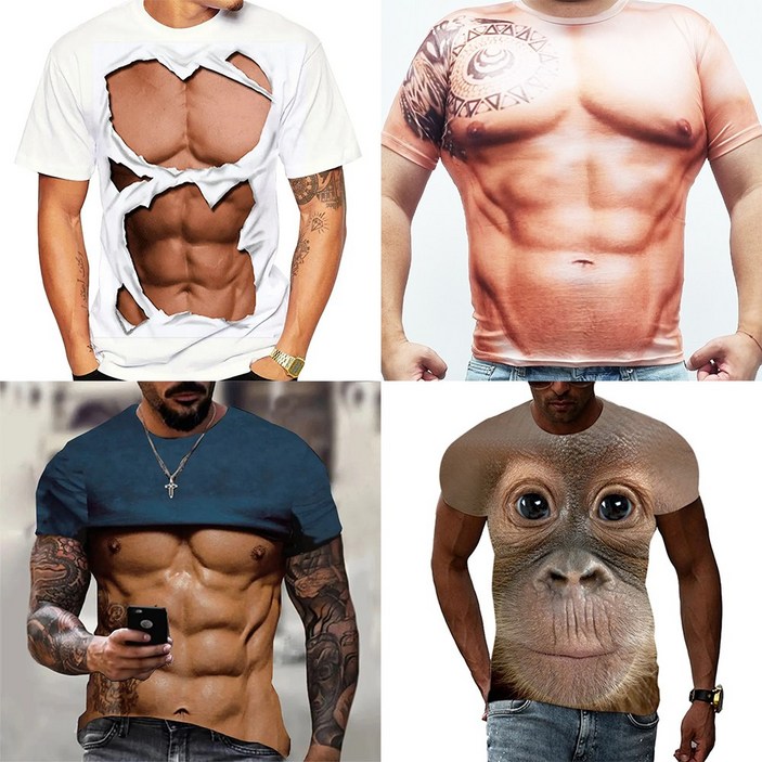 재미있는 티셔츠 근육 몸짱 티셔츠 몽키 티셔츠 인싸템 선물 4종