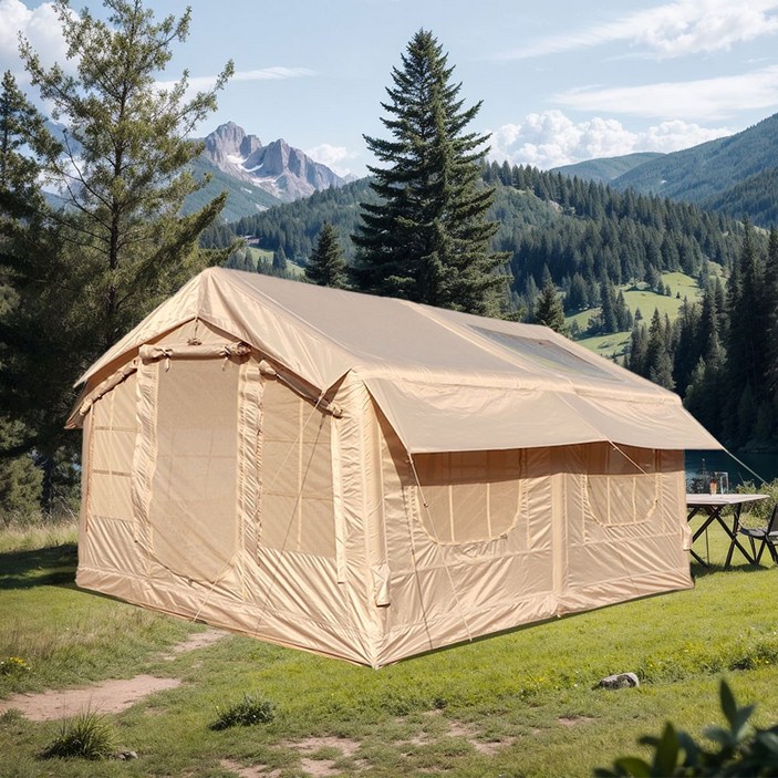 아이순스 에어텐트 캠핑텐트 원터치텐트 감성 글램핑 텐트 가족텐트 거실형, 베이지, 56인용