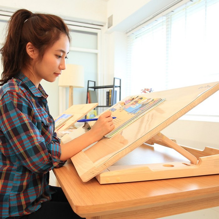 곧은나무 독서대 각도조절 보조책상 800 소나무 원목 필기 큰독서대