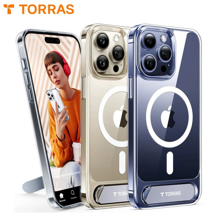 (공식) TORRAS 토라스 Pstand 맥세이프 킥스탠드 밀리터리 등급 보호 다각도 조절 가능 슬림핏 핸드폰 케이스