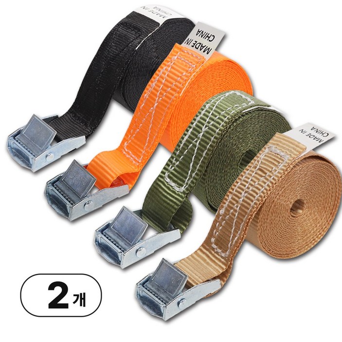 비전 캠버클 고정 화물바 깔깔이바 스트랩 25mm x 2M, 2개