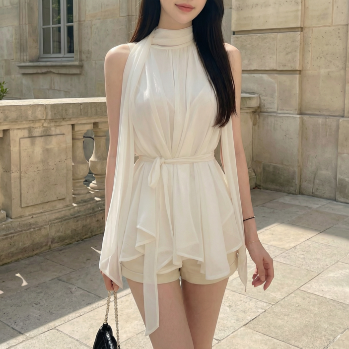 HAAGSHOP 환승연애 현지 블라우스 쉬폰 홀터넥