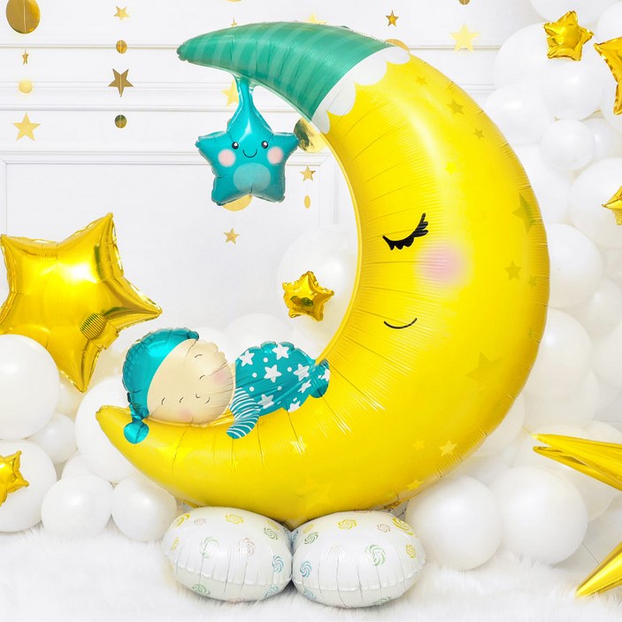 파티팡 달 대형풍선 에어벌룬 은박풍선 베이비샤워 생일파티 스탠딩벌룬, 베이비 문, 1개 파티팡 달 대형풍선 에어벌룬 은박풍선 베이비샤워 생일파티 스탠딩벌룬, 베이비 문, 1개