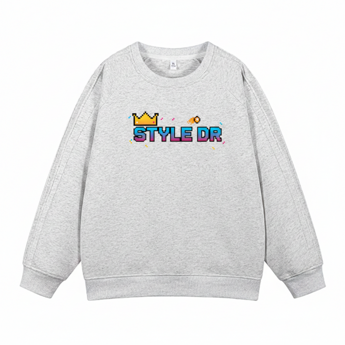 스타일디알 남녀공용 픽셀아트 레트로 크루넥 맨투맨 티셔츠