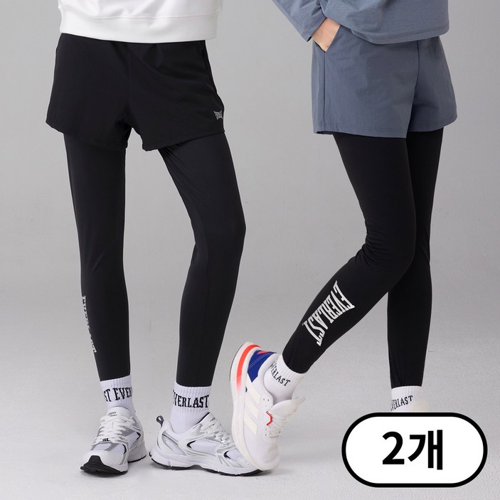 에버라스트 11 여성 투인원 반바지 레깅스 일체형 빅로고