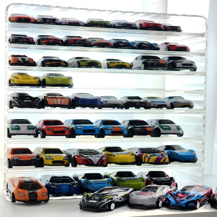 꾸꾸리빙 미니카 장식장 50대 자동차 전면 보관 케이스 장난감 정리대, 아크릴, 1개