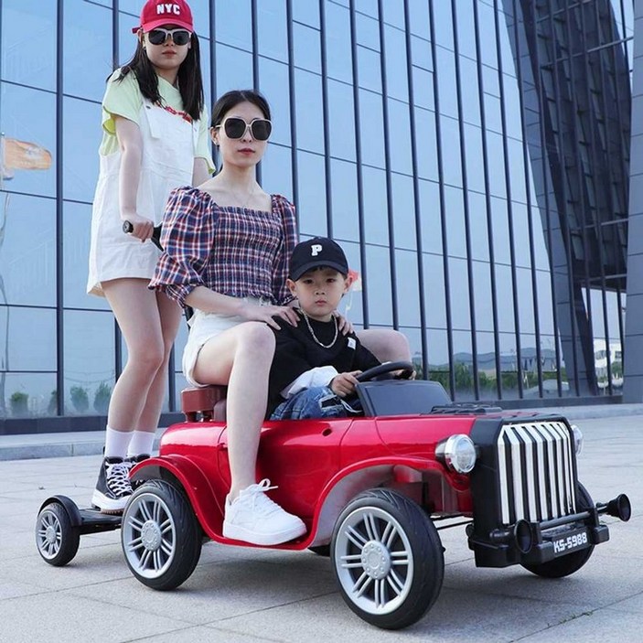 전동 유모차 어린이 전동차 푸쉬카 3인 탑승 블루투스 사운드 전동카 성인 페달 붕붕카