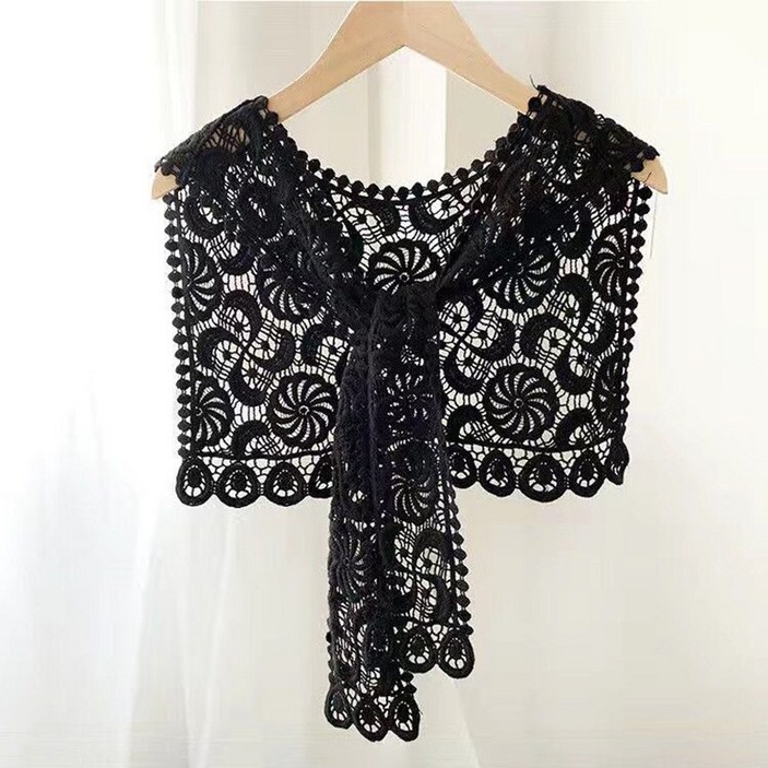 POMTOR 여성 여름 레이스 니트 펀칭 숄 머플러 케이프