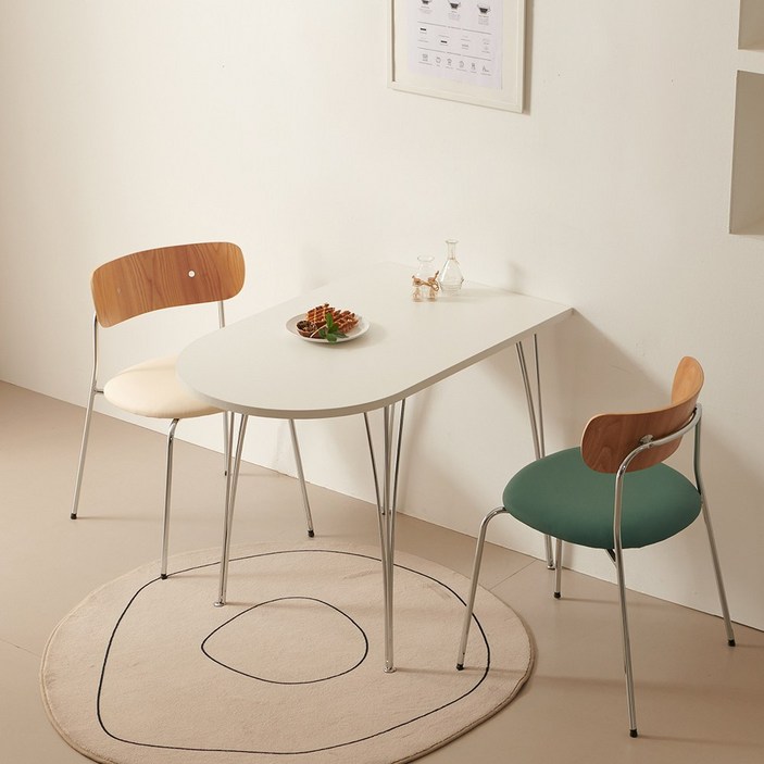 미드센추리 클로에 화이트 반타원 반원 테이블 식탁 2size 10001200