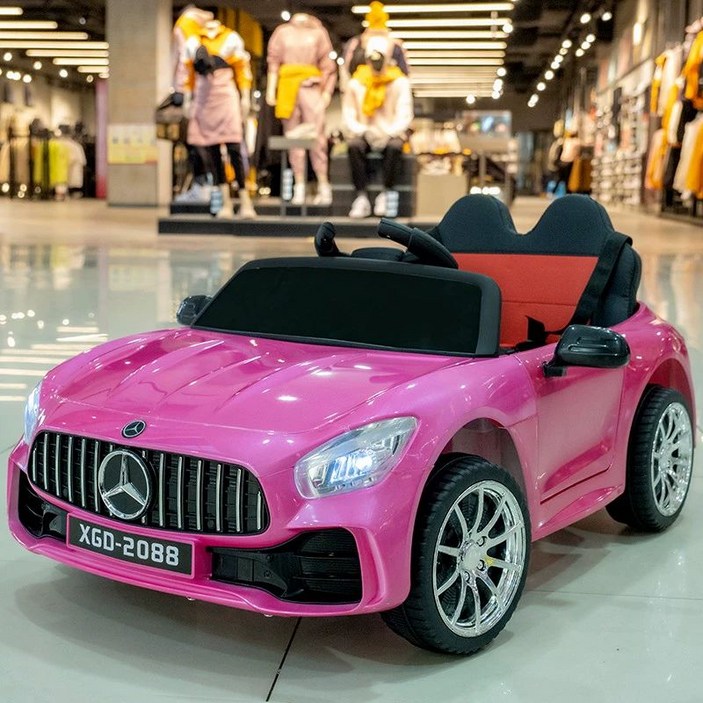 하우바이몰 유아전동차 전동푸쉬카 신나는 유아자동차 원격제어 돌선물 어린이자동차 벤츠 오픈카, 1개, 도금 핑크 4륜 가죽 시트 대용량