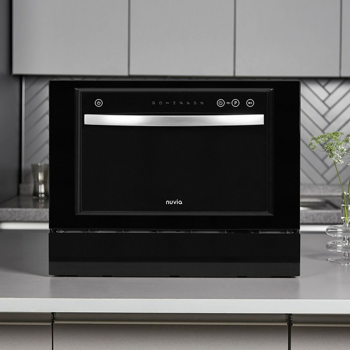 nuvia 누비아 식기세척기 NDWNI6B 6인용 무설치 무타공 자동문열림 UV 소형 미니 원룸