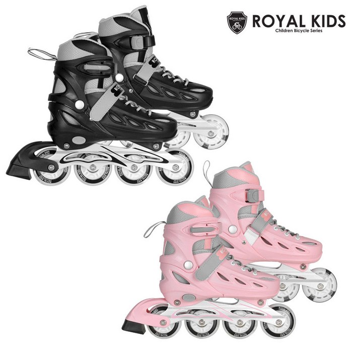 LED바퀴 인라인스케이트유아동 통풍우수 사이즈조절 롤러블레이드, 시크블랙 S180205mm