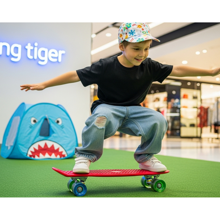 플라잉타이거 코펜하겐 LED 조명 스케이트 보드 크루져보드 21인치 입문용 야간 주행 초보 어린이, 1개