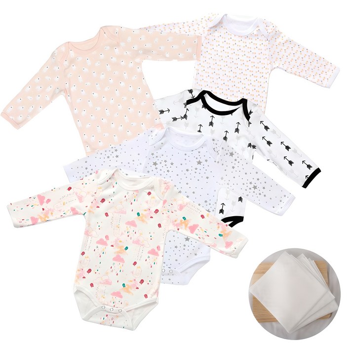 사계절 긴팔 아기옷 출산선물 5종 신생아바디슈트 실내복 외출복 50일 100일 3개월  돌 선물