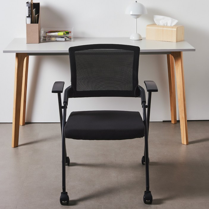 비애노 집중력 접이식 사무실 책상 학생 학원 의자, 블랙
