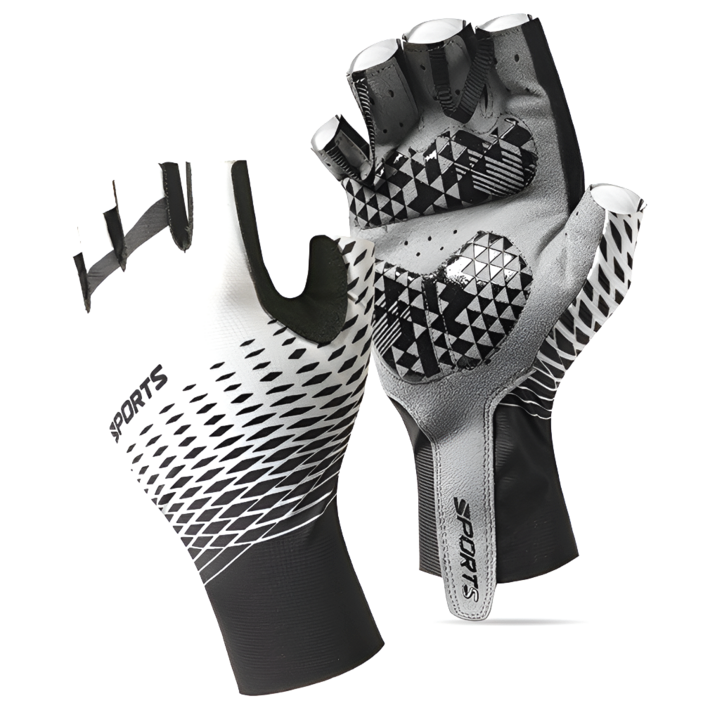 라이프핏 미끄럼방지 자전거 반장갑, 1개, 화이트블랙