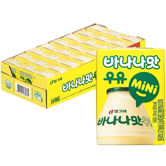 바나나맛우유 mini, 120ml, 24개