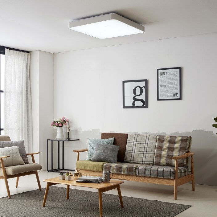 조명에반하다 심플 통거실4등 LED 120W 천장등, 화이트  주광색