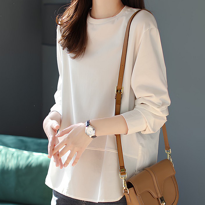 아뗄릭 여성용 퓨어 빅사이즈 루즈핏 티셔츠 형 블라우스 10060