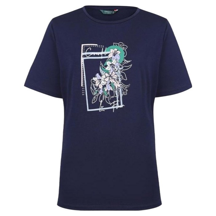 크로커다일레이디 여성용 면혼방 포인트 라운드 반소매 티셔츠 CLCMTS904