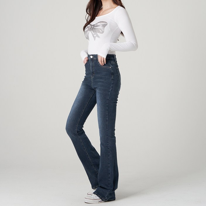 토마토팩토리 여성용 미드나잇 세미 부츠컷 데님팬츠 기본