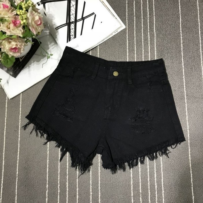 안다로미 여성용 빈티지 찢청 데님 반바지