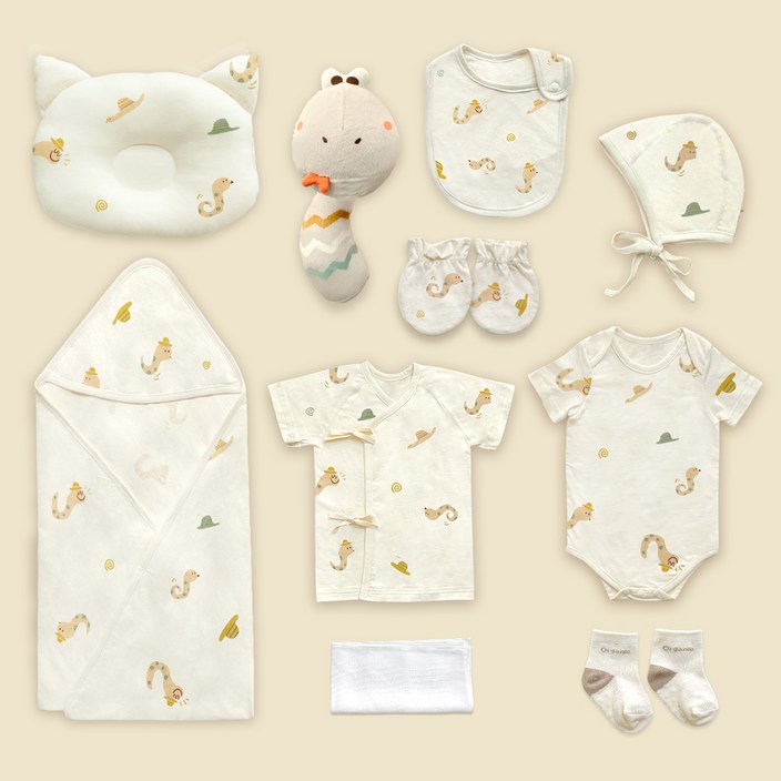 이키 유아용 오가닉 반소매 10종 출산 세트