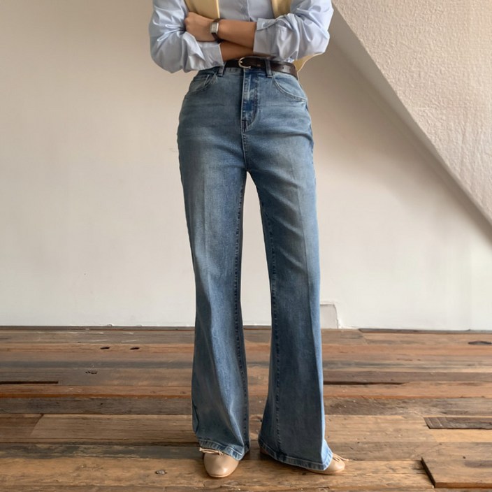 니썸 여성용 롱/미들 기장 세인트 플레어 데님