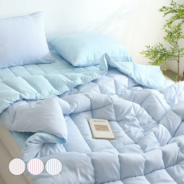 이브아띠 스트라이프 워싱 알러지케어 차렵이불 세트