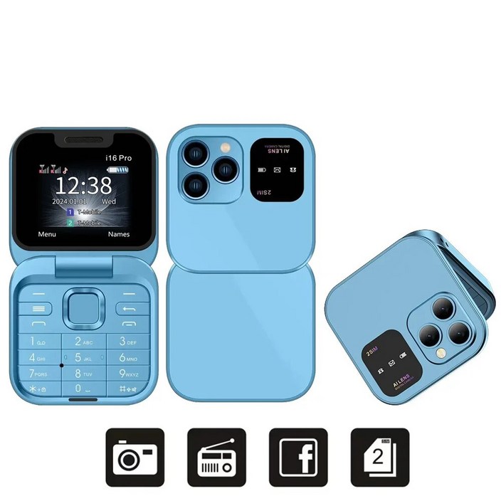 서보 I16 프로 미니 폴드 휴대 전화 2G GSM 듀얼 SIM 카드 스피드 다이얼 비디오 플레이어 매직 음성 3.5mm 잭 FM 소형 플립 핸드폰