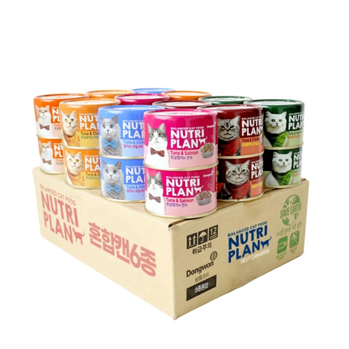 동원 대용량 160g 24개 묶음 뉴트리플랜 고양이 습식 캔 6종류중 골라담기 [간식증정], 160g, 24개