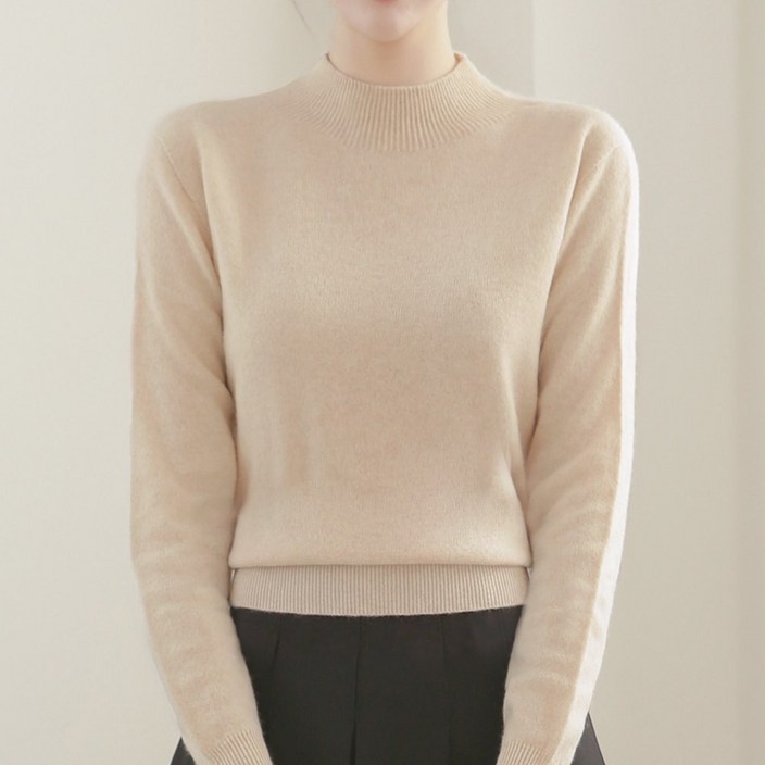 클레이스 울100% 캐시미어 반폴라 하프터틀넥 니트