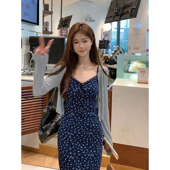 쿠스 여름 원피스 두피스 롱원피스 가디건 세트