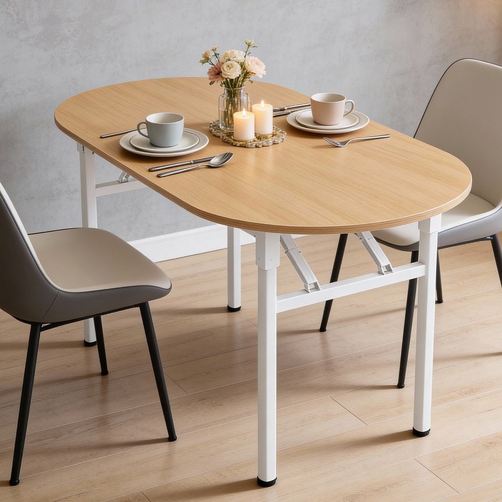 라온프리 다용도 접이식 식탁, 우드, 2인용