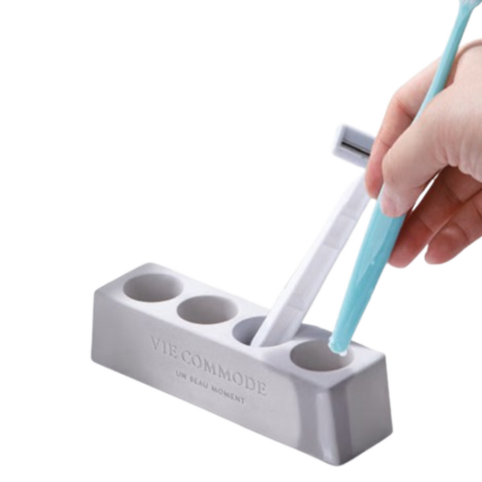 무타공 규조토 칫솔꽂이 4구, 그레이