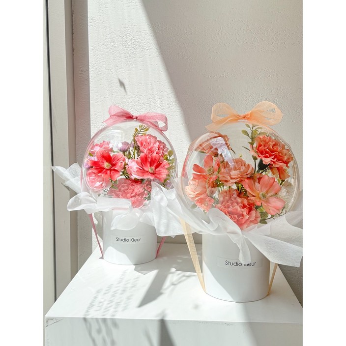 스튜디오클레어 터지지 않는 아크릴 조화 꽃풍선쇼핑백메세지문구카드