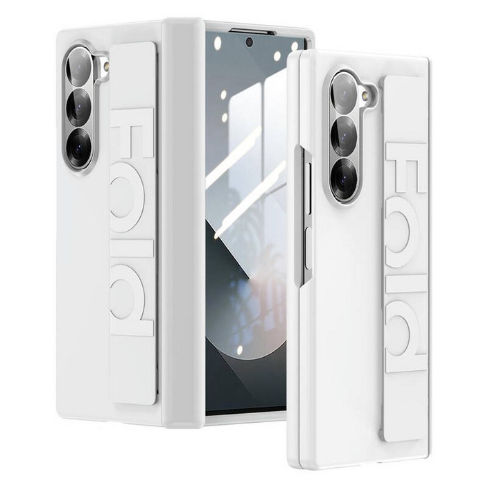 힌지 연결 포함 삼성 Z Fold 6 Fold5 하드 PC 보호 충격 방지 커버 용 탄성 실리콘 손목 스트랩 홀더 케이스