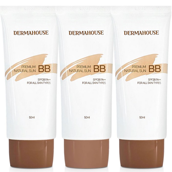 더마하우스 내츄럴 썬 비비크림 커버력좋은비비 잡티커버 피부톤보정, 50ml, 3개