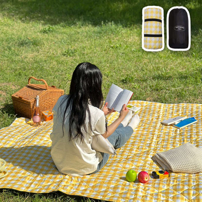 솜솜라이크 피크닉 매트 두꺼운 방수 돗자리, 프리미엄 옐로우