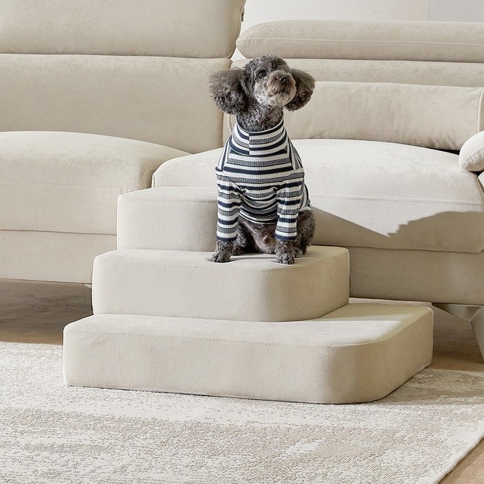 웰퍼니쳐 체리쉬 논슬립 슬개골보호 애견 강아지 고양이 3단2단 변신 계단 펫스텝 침대 소파 발판, 1개, 체리쉬 펫스텝민트블루