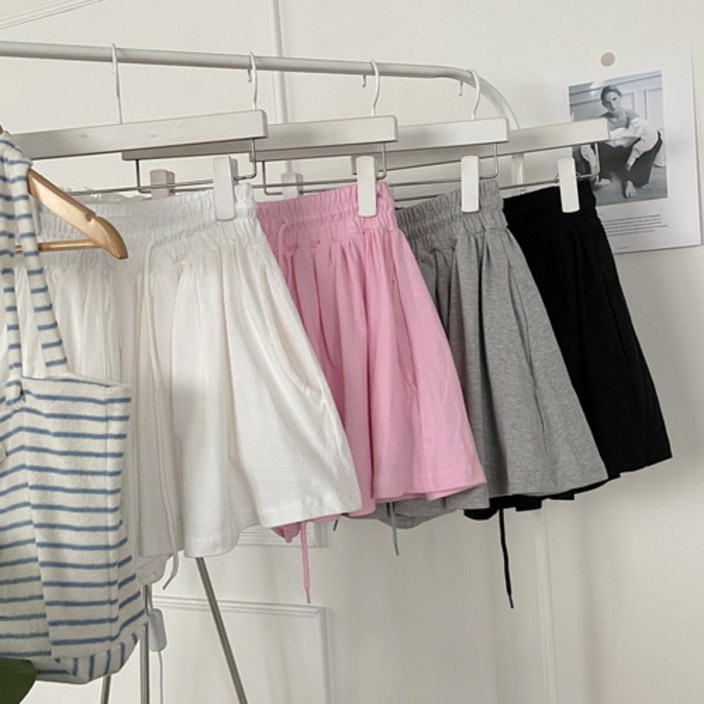 리리모드 데일리 코튼 플레어 밴딩 숏 치마 바지 시원한 3부 A라인 숏 팬츠 홈웨어 비치 휴가룩